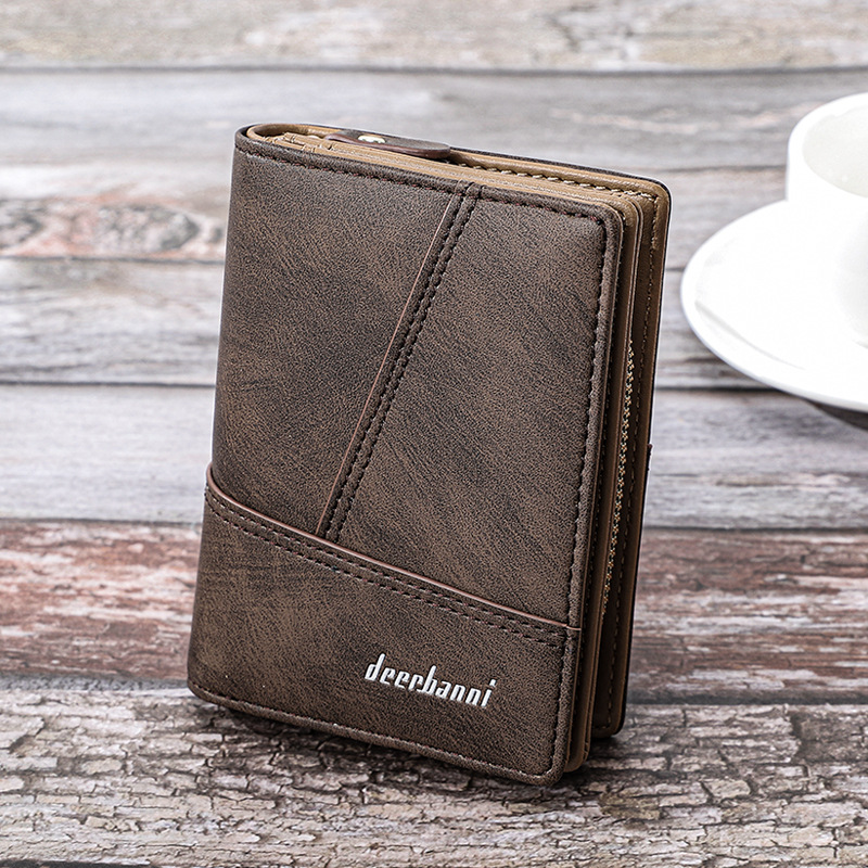 Transfronterizo de Europa y América multi-funcional bolso de los hombres de la vendimia de la cadena suave billetera de costura corta de dos veces al por mayor de los hombres