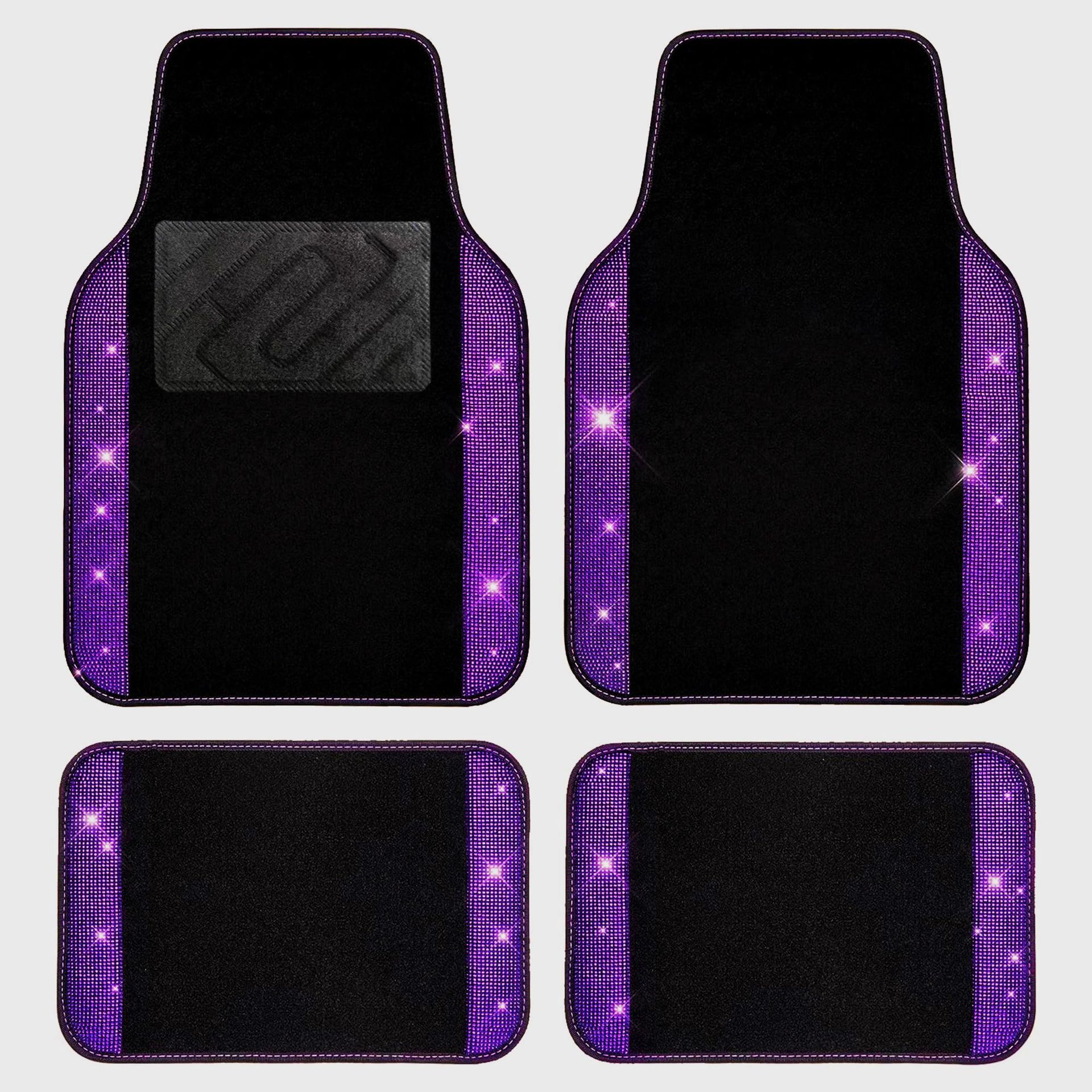 Cross-border Amazon minimalist car floor mats with crystal embellishments, made of durable and easy-to-clean crystal velvet, universal fit