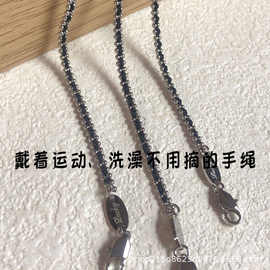 钛钢不掉色小红书王昶同款法国红绳手链男女同款情侣款黑色手绳