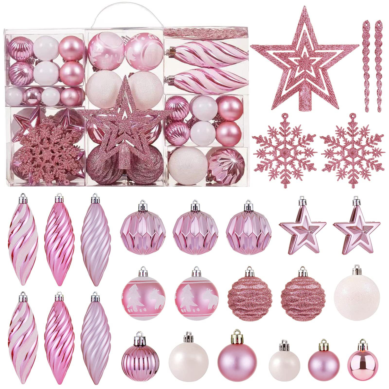 Árbol de Navidad decorado estrella de nieve de hielo 100 paquetes pintados bolos de Navidad colgante caja de mano