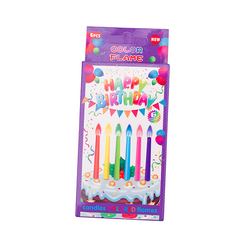 Colorful flame candle ins creative colorful flame candle birthday candle 6 pack party holiday dream cake decoration