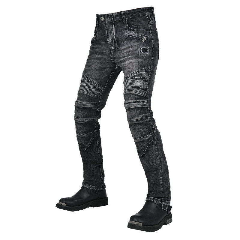 Loong biker lavado vintage motocicleta anti-caída pantalones motocicleta jeans hombres estiramiento casual ciclismo Pantalones