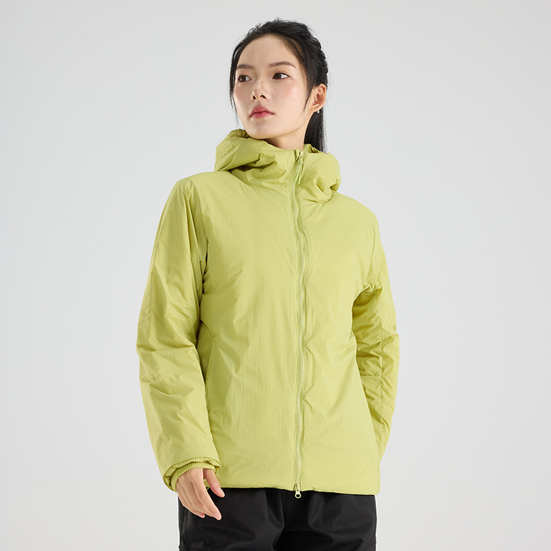 Women's hooded P-cotton jacket, graphene heat-retaining, warm, suitable for sports and outdoor activities, windproof, soft, slimming, and not bulky