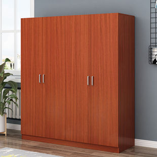 Household Large Wardrobe Modern Economical Solid Wood Panel Bedroom Rental Room Simple Storage Children's Assembled Wardrobe
