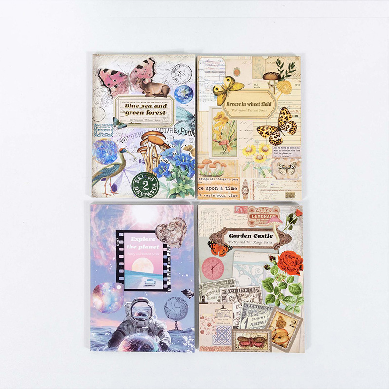 Libro de pegatinas retro (20 hojas PET), material de universo y poesía, para decoración de diarios