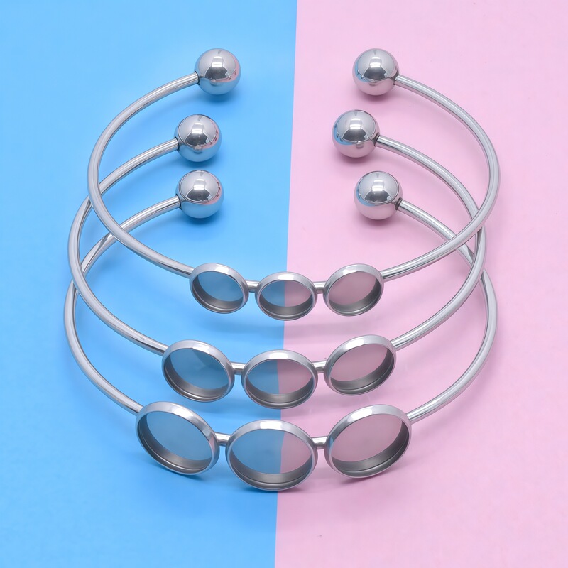 Factory Direct Sales Stainless Steel C-Shaped Welded Gemstone Bottom Open Bracelet Personalized Trendyy DIY Handmade Jewelry Accessories Factory Direct Sales Stainless Steel C-Shaped Welded Gemstone Bottom Open Bracelet Personalized Trendyy DIY Handmade Jewelry Accessories