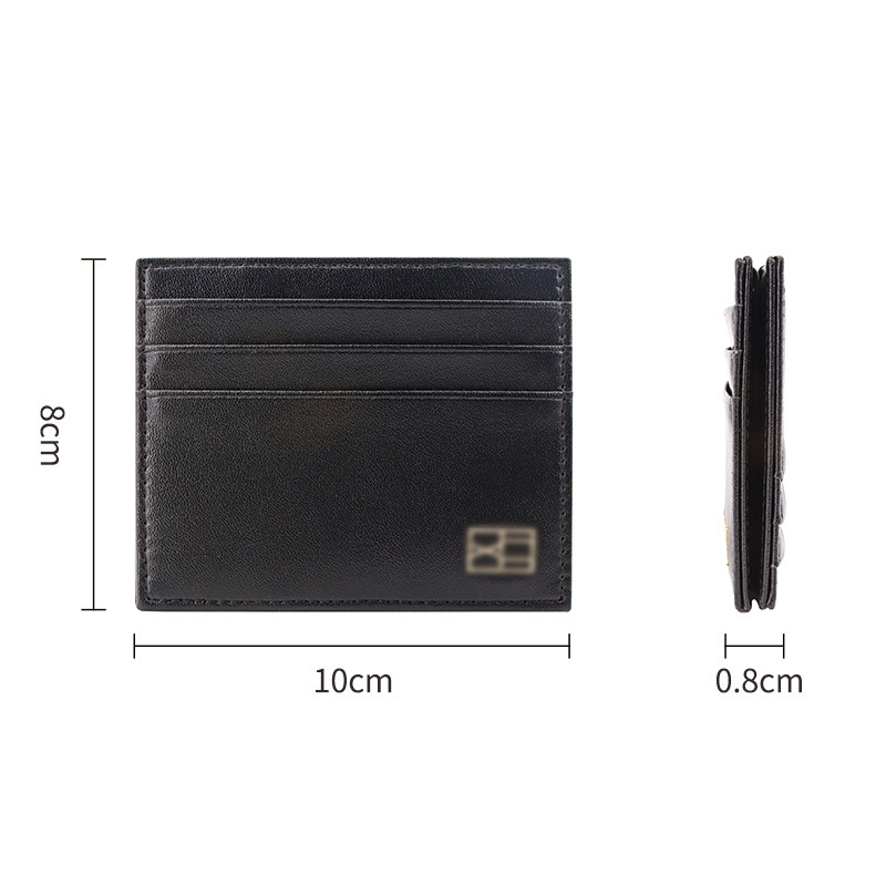 Fabricante en stock titular de la tarjeta mágica Cartera de cuero de los hombres RFID anti-magnético dos veces cubierta de la tarjeta creativa primera capa billetera de piel de vaca