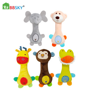 Baby Hand Rattle Cute Zoo Series Baby Plush Hand Rattle BB Stick