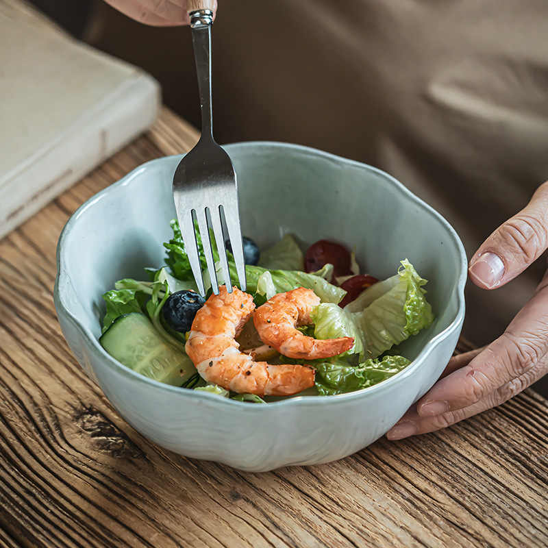 Tazón de cerámica simple de alta sensación, tazón de ensalada, tazón de arroz pequeño, tazón de frutas, tazón de fideos, cubiertos, tazón de sopa al por mayor