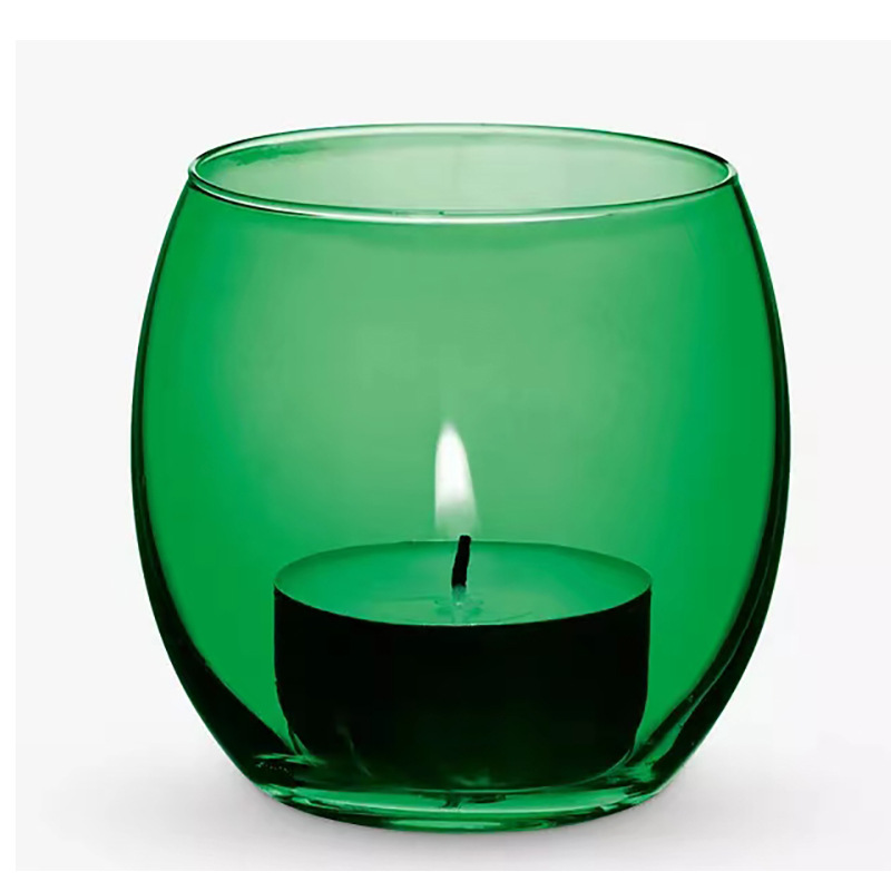 De estilo europeo de vidrio de color redondo candelero vela cena transparente retro hogar a prueba de viento cubierta de la vela adornos de estilo chino