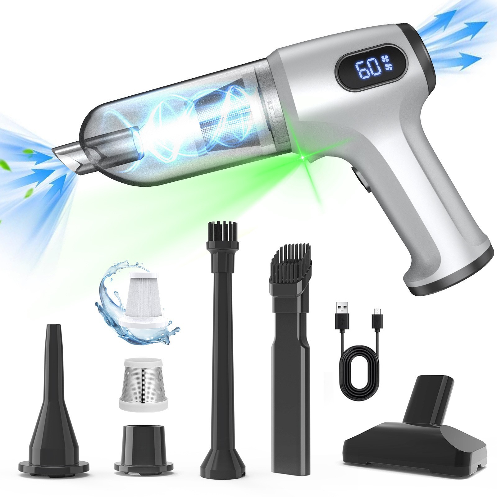 Car vacuum cleaner, small size, high suction power, portable for home and car use, dual-purpose handheld car air blower, hot sale
