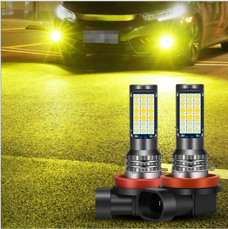 Amazon AliExpress горячая распродажа трехцветная светодиодная фара автомобильная фара трехцветная противотуманная фара H11 H7 H4 H3