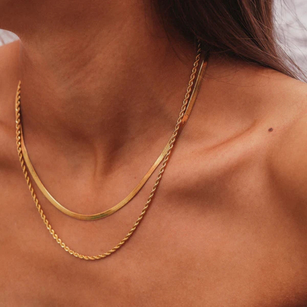 Stainless Steel Gold Plated Hip-Hop Simple Style Plating Solid Color Necklace display picture 1