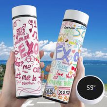 EXO涂鸦周边智能学生保温杯高颜值测温显温水304不锈钢杯子