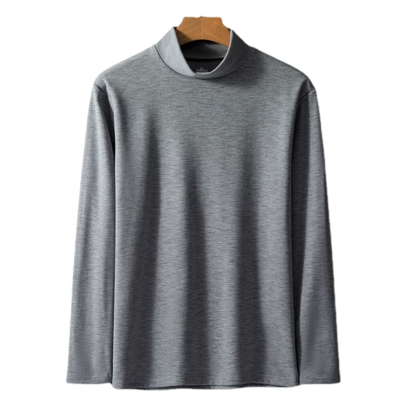 Осенне-зимнее мужское термобелье из бархата со снежинками и воротником до локтя, универсальная приталенная утолщенная Базовая рубашка со средним воротником, длинная футболка