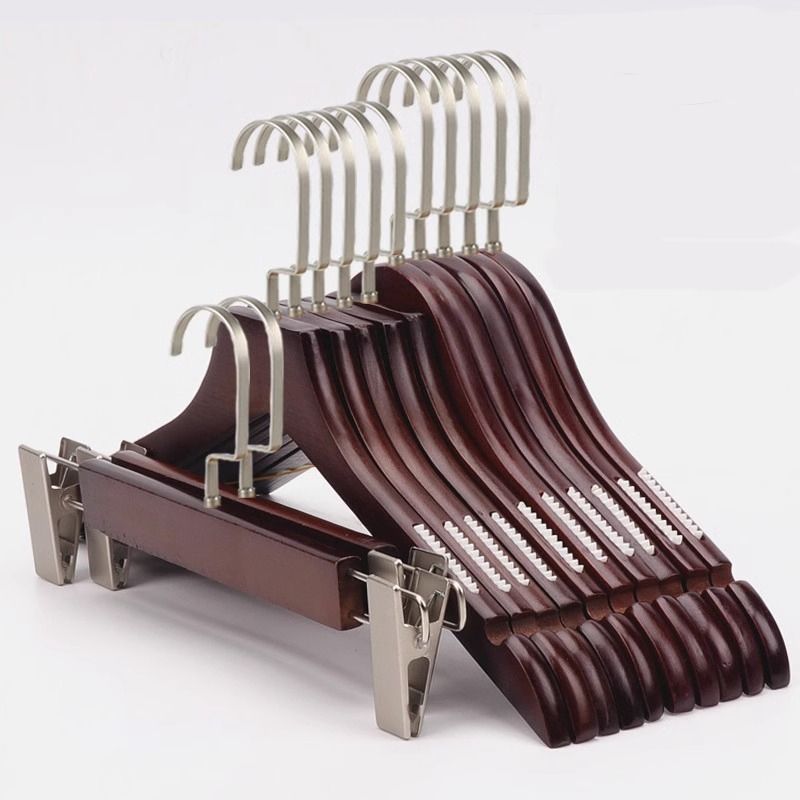 logo钉制实木复古衣架服装店专用木头防滑木质儿童装女装衣挂裤架