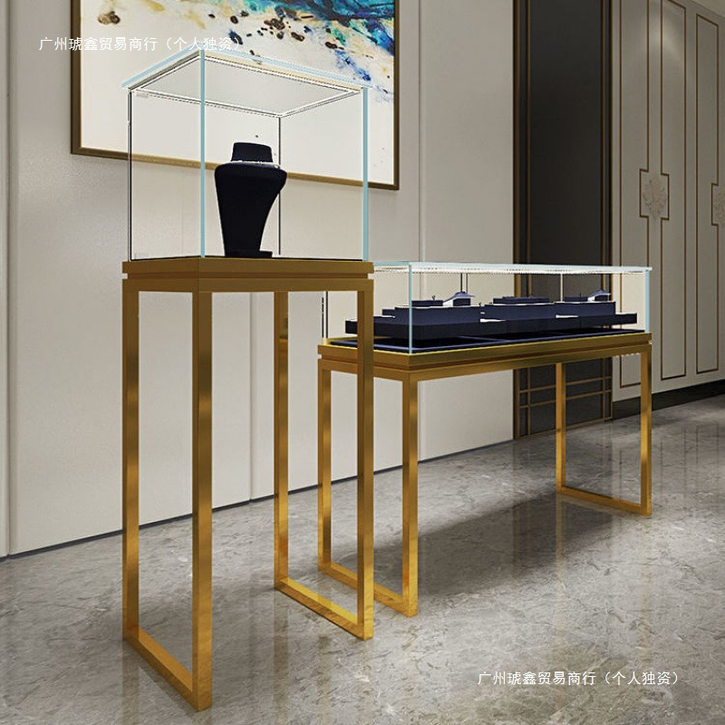 轻奢珠宝展示柜饰品首饰烤漆玻璃柜台博物馆商用店铺陈列柜子