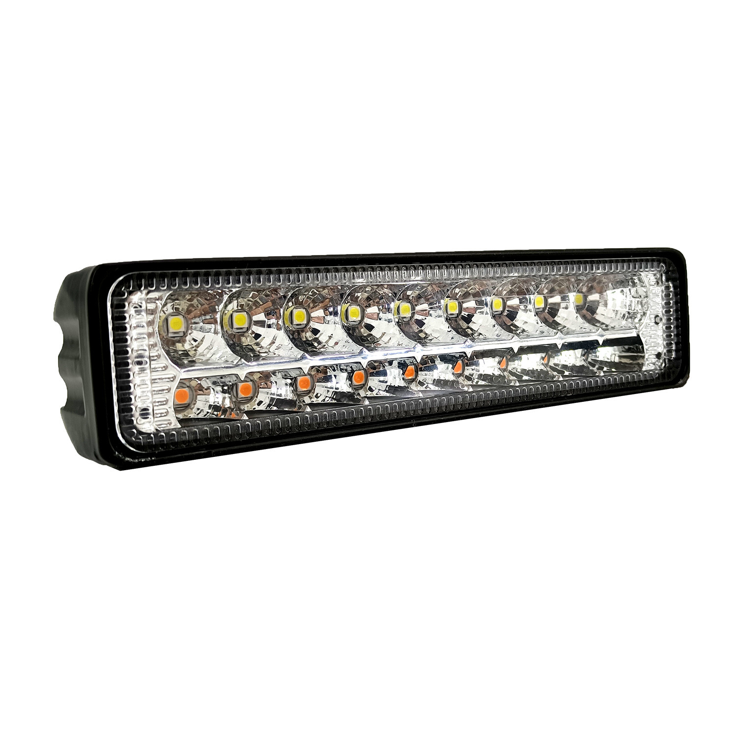 lámpara de trabajo LED de automóvil 54w una línea de doble fila de luz de trabajo de color blanco amarillo 6 pulgadas 18 led faro todoterreno