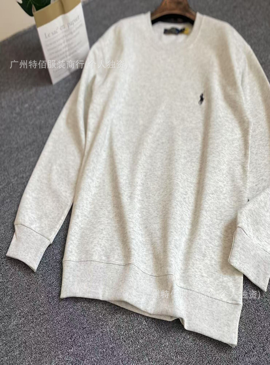 New Foreign Trade Cross-Border Rl Pony Embroidered Sweatshirt Unisex Round Neck with Qr Code Casual Versatile Base Long Sleeve