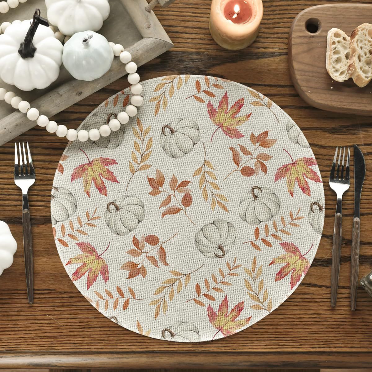 calabaza tablero bandera Halloween Acción de Gracias otoño impresión toallas de mesa almohadilla de mesa lavable antideslizante aislamiento de taza almohadilla de mesa