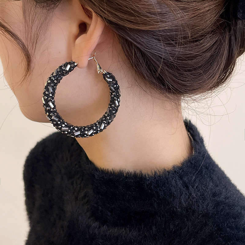 Fashion Circle Metal Inlay Zircon Womenu0027S Earrings 1 Pair