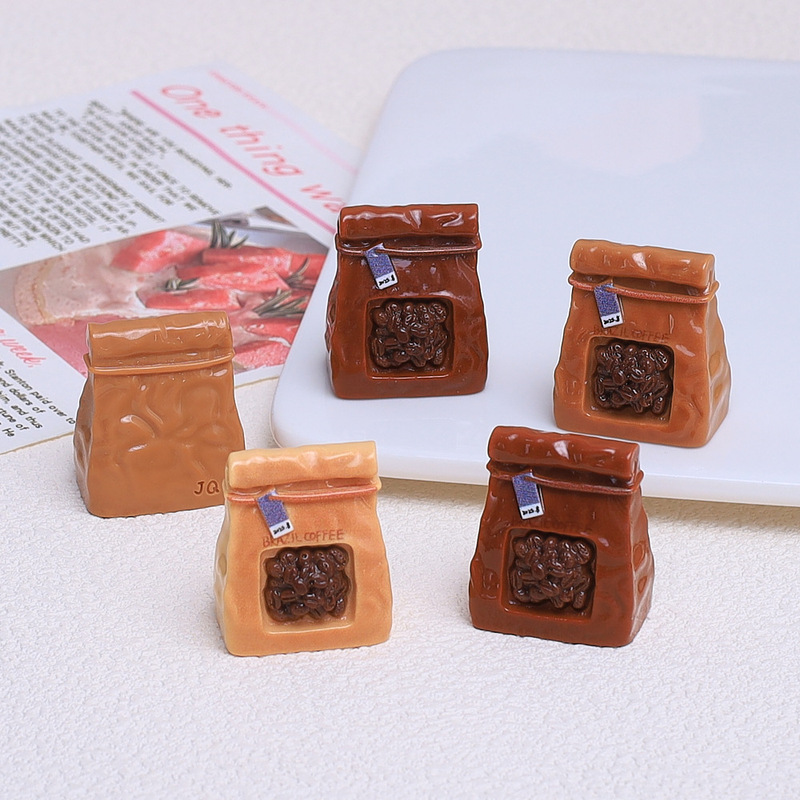 立体咖啡豆袋子创意食玩卡通diy饰品配件奶油胶树脂小配件材料包|undefined