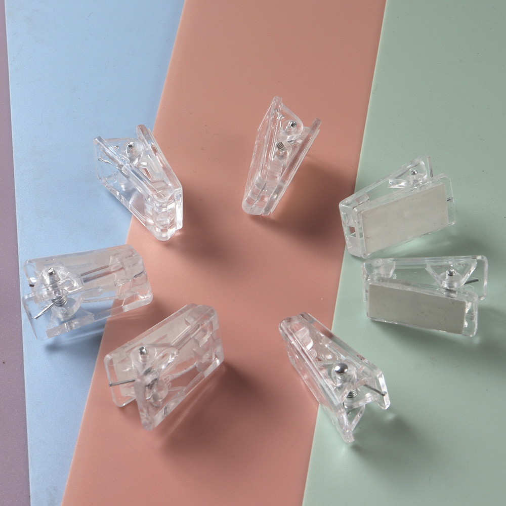 Transparent acrylic clip double-sided adhesive PP clip DIY positioning clip multifunction photo clip office supplies exam paper clip