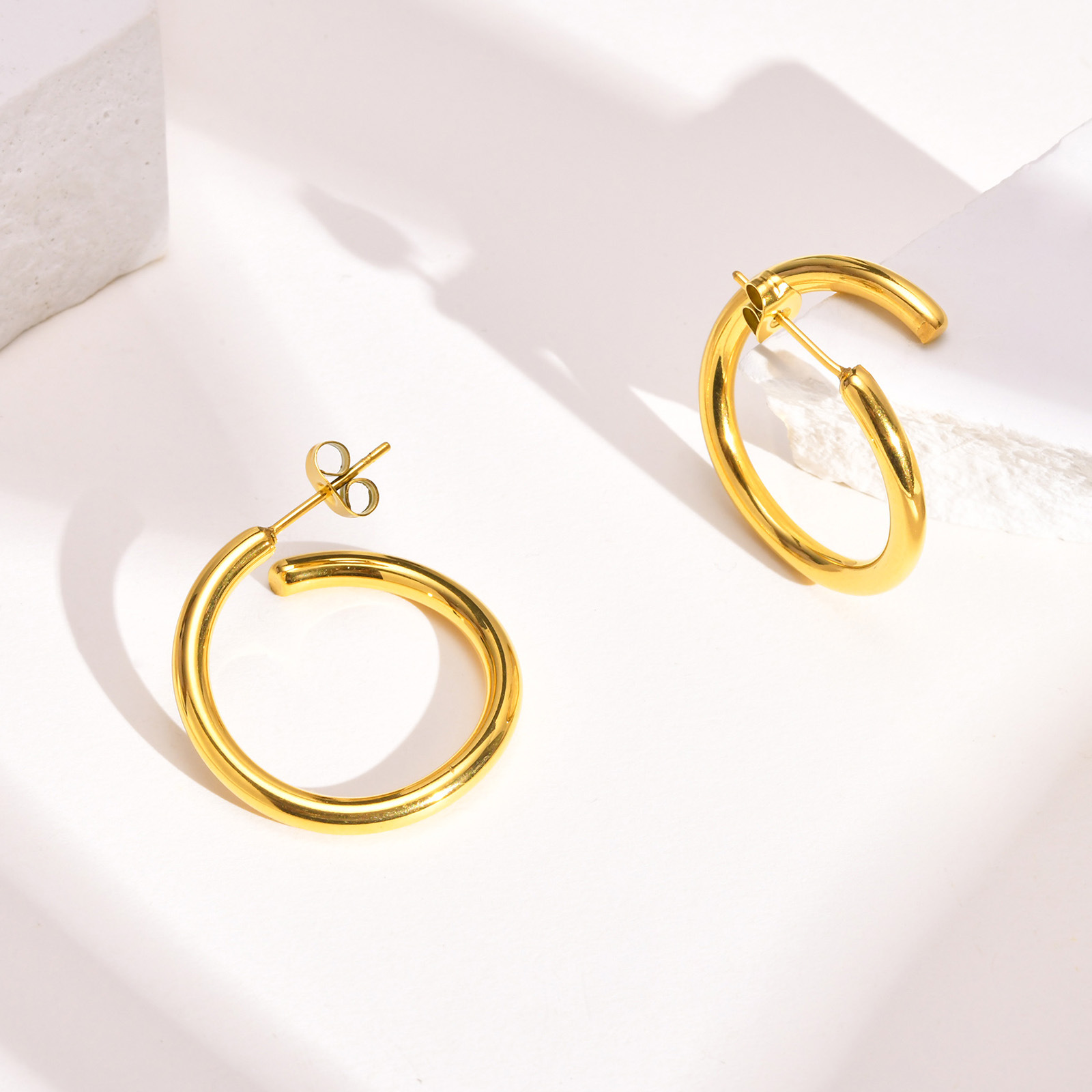 201 Stainless Steel Ear Needle Material Real Gold Plated Plating Material Earrings Classification 18K Gold Plating Color Daily Occasion Fashion Solid Color Plating 201 Stainless Steel 18K Gold Plated Stainless Steel Earrings