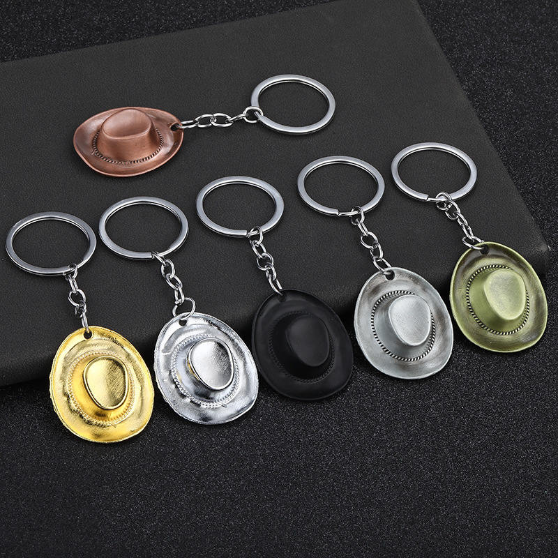 Cross-border creative new Western cowboy tribe style multi-color cowboy hat milk pattern hat pendant keychain