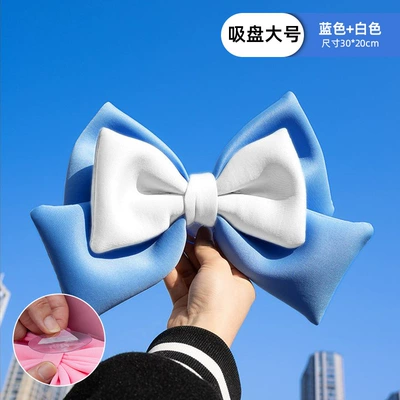 bow motorcycle electric car back – Motosiklet ləvazimatları və aksesuarları - blue-and-white-color-matching-bow-large-size-3020cm