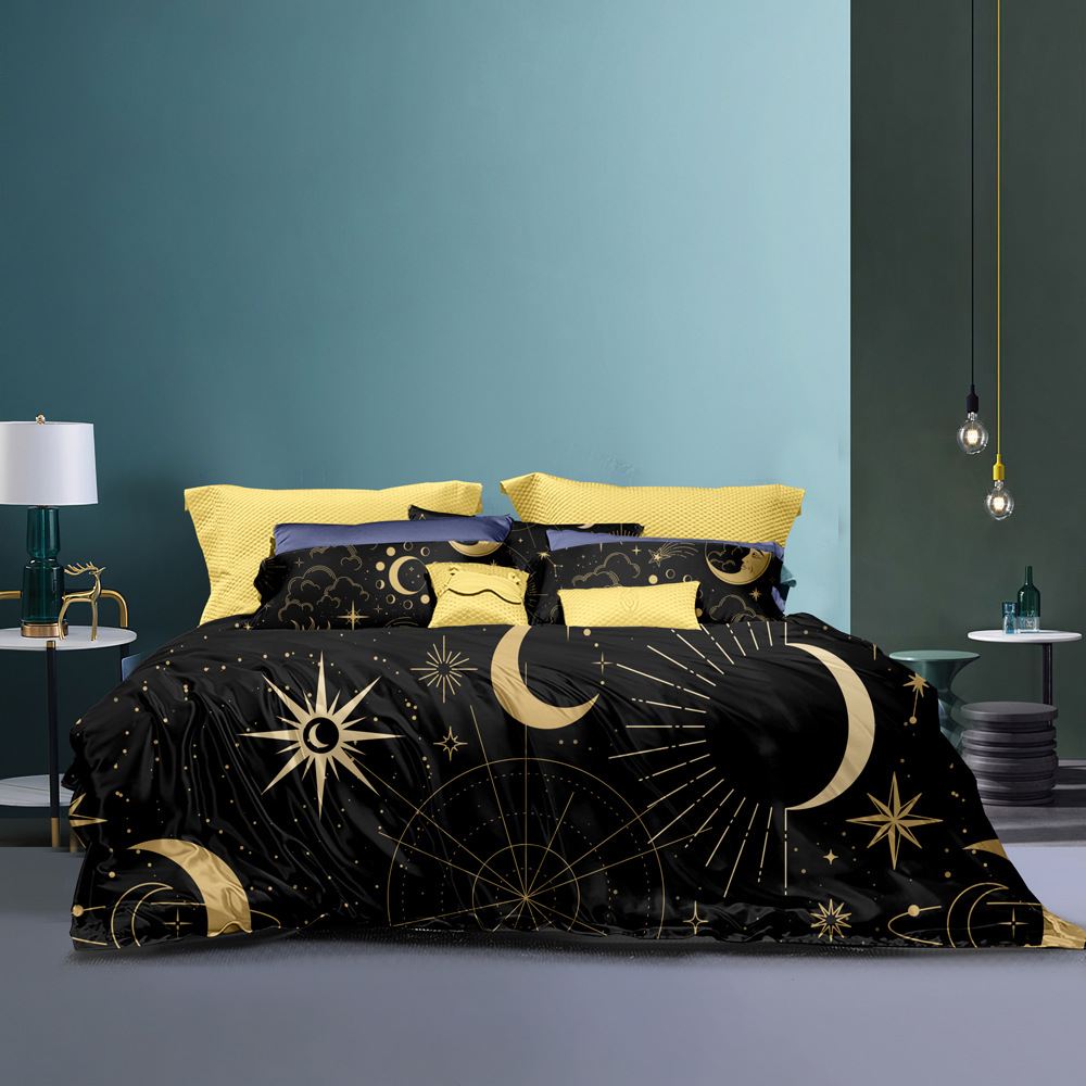 Set pattern constellation starry sky 90g matte duvet cover pillowcase_voghion.com