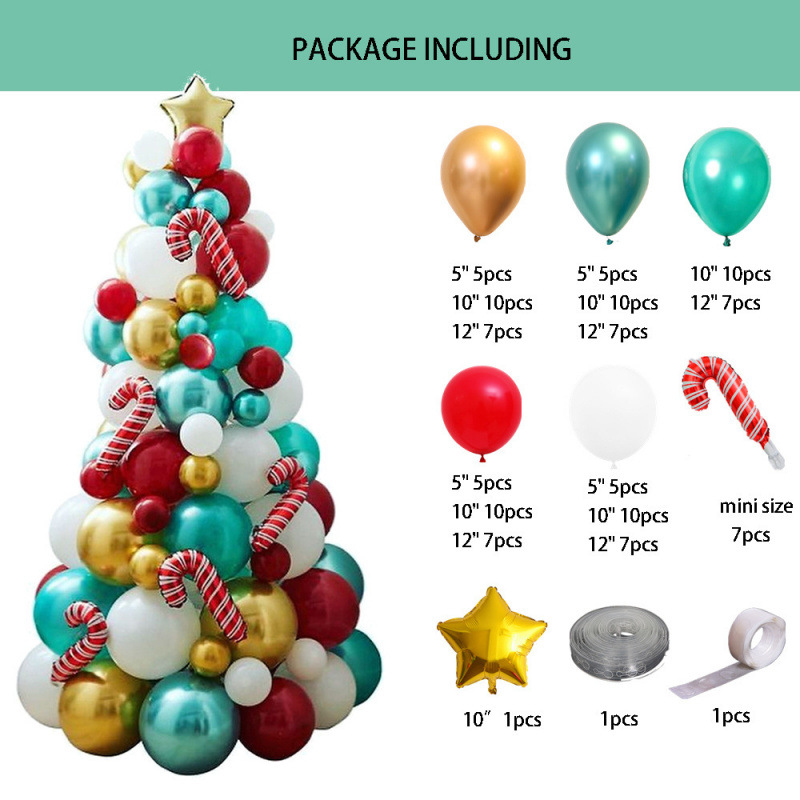 Venta caliente transfronteriza Paquete de globos de látex verde oscuro de Navidad Serie de bosque Venta directa de fábrica de árboles de Navidad Globo_voghion.com