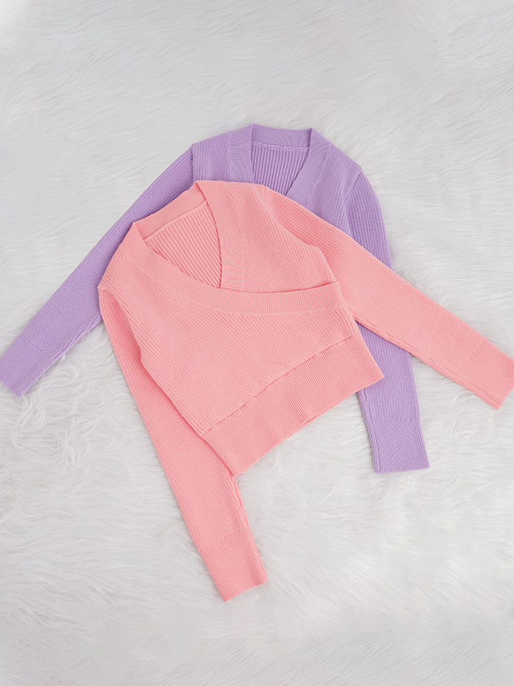 Ropa de baile para niños, ropa de entrenamiento de otoño e invierno, chaqueta cálida de manga larga de punto sin cordones, chal de baile para niñas