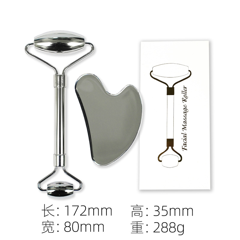 Dispositivo de belleza con rodillo de acero inoxidable para hombres y mujeres, bastón de masaje compacto y práctico, bastón de masaje con rodillo de doble cabezal al por mayor