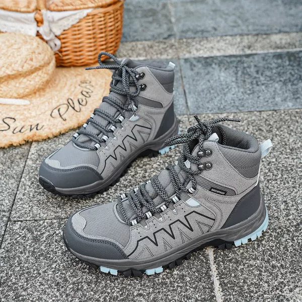 Cross-Border New High-Top Waterproof, Non-Slip, Wear-Resistant Outdoor Hiking Shoes for Couples, Tactical Training Shoes, Mountaineering Shoes Wholesale