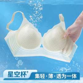 无痕内衣夏季女薄款清爽透气性感镂空凉感小胸聚拢防下垂美背文胸