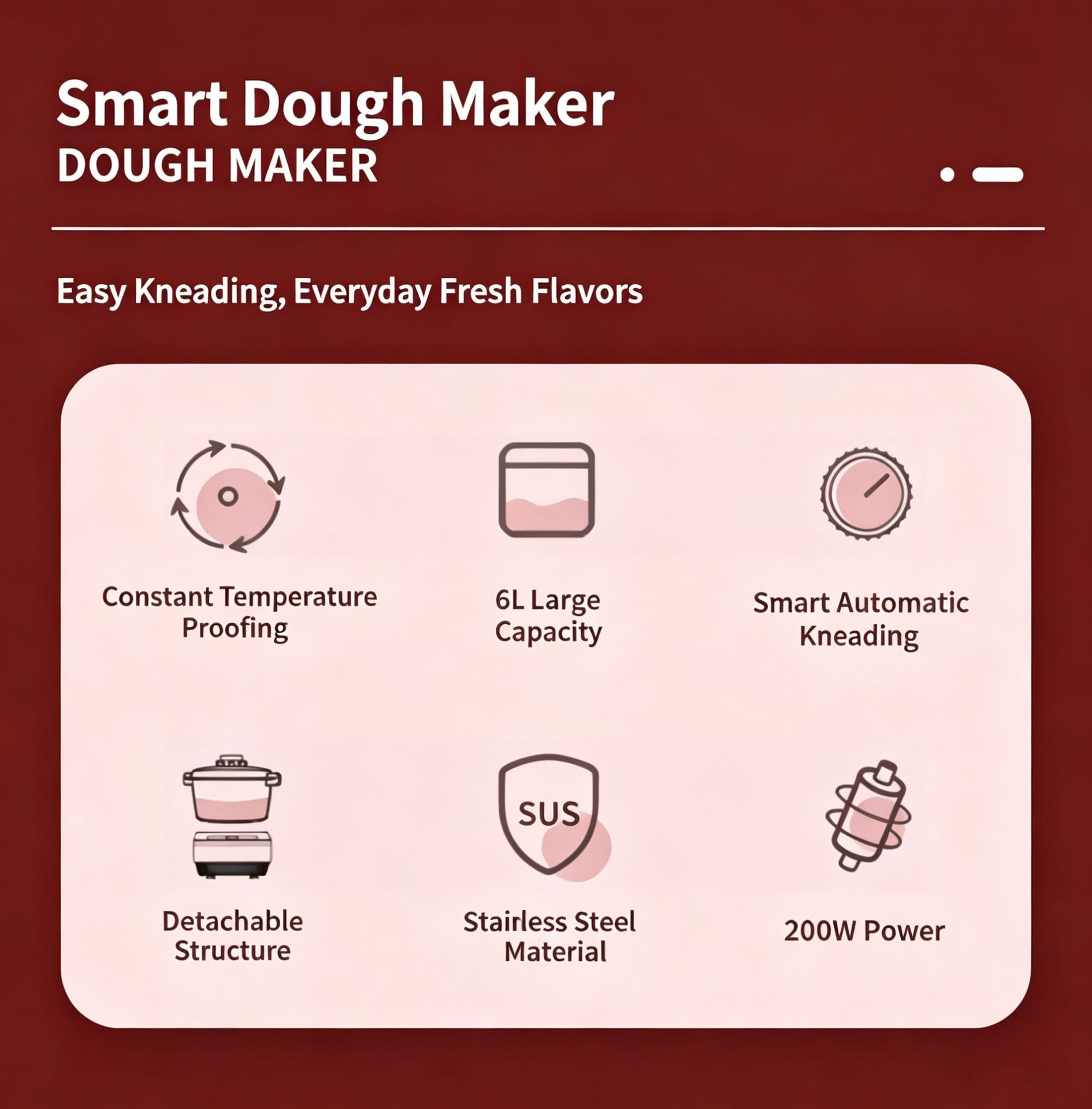 Elektrische Teigmaschine für den Hausgebrauch, kleine Knetmaschine mit großem Fassungsvermögen, Küchenmaschine für Bäckerei, Dampfbrötchenmaschine, neue automatische Teiggehmaschine