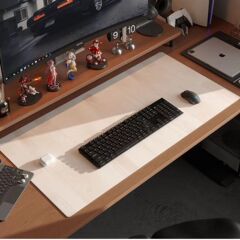 両面レザーマウスパッド、ツートンカラーのシンプルなデスクパッド、模様入りコンピューターキーボードパッド、印刷・刻印ロゴ入り、快適