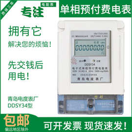 青岛电度表厂DDSY34型单相电子式预付费电能表220V插卡电表IC卡表