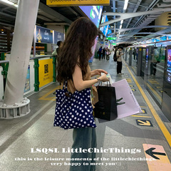 LittleChicThings原创小众百搭款扎染法式波点细肩带单肩斜挎包女