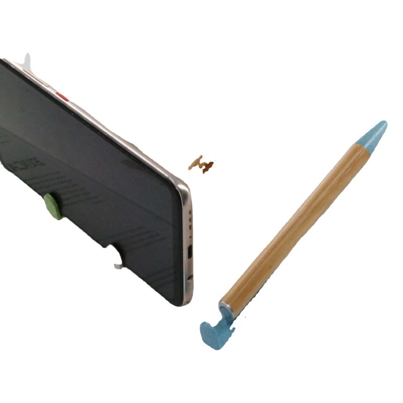 Tenedor del teléfono móvil pluma de bambú pluma táctil 3-en-1 bolígrafo multifuncional pluma de la prensa pluma de bambú logotipo láser
