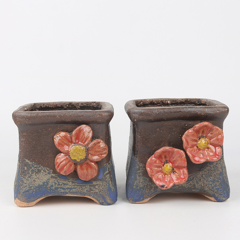 Maifan stone succulent flower pot ceramic vintage Qunsheng small old pile purple sand creative personality absorbent breathable pinch stoneware