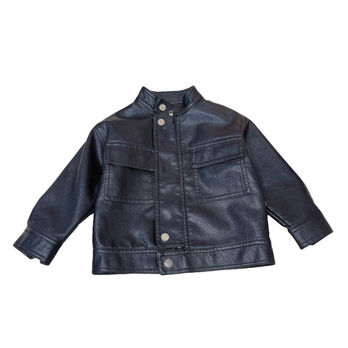 Boys' Spring and Autumn Jackets, Korean Style Children's Leather Jackets, Handsome Children's Jackets, Trendy Tops 308