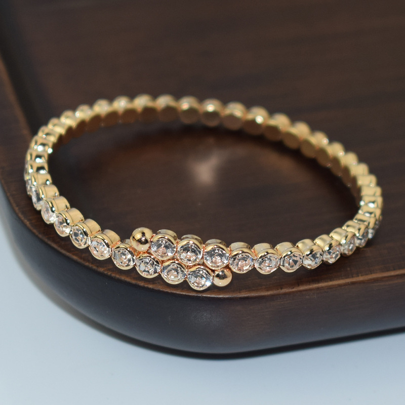 New Crystal gold and silver open bracelet women's fashion simple hand jewelry rhinestone high design sense SL-1175
