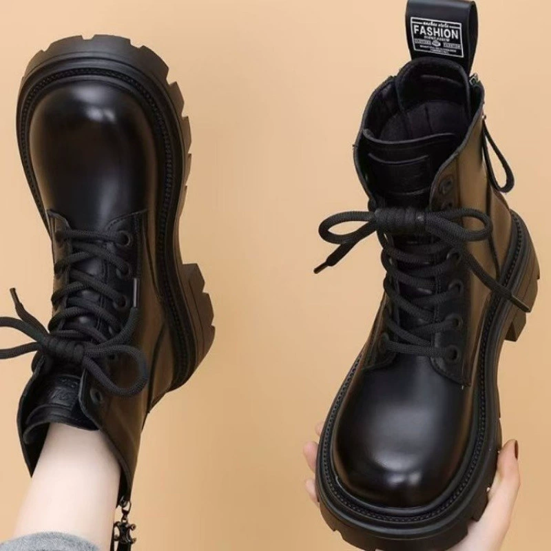 Ботинки Мартин для женщин, новинка 2025 года, осенне-зимние хлопковые туфли в британском стиле, модные универсальные утепленные ботинки на толстой подошве, оптом, трансграничная торговля