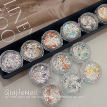 甜美多彩闪粉秘境干花瓣欧泊粉偏光梦幻仙女云锦粉超薄指甲装饰