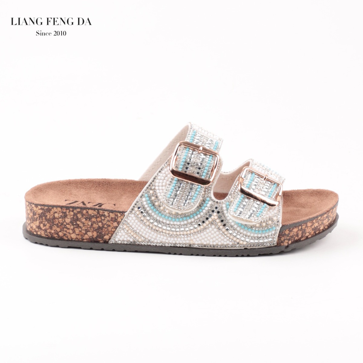 ZAZG transfronterizo tamaño nacional de taladro de viento zapatillas de cara de mujer verano nuevo doble botón zapatillas de playa de pino al por mayor