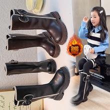 女童高筒靴2025秋冬季新款儿童加绒靴子长筒防滑马丁靴女孩冬季