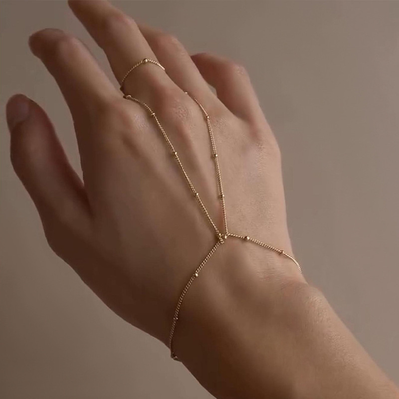 A multi-use stainless steel chain bracelet women's simple multi-layer finger chain cold wind slave chain with finger jewelry