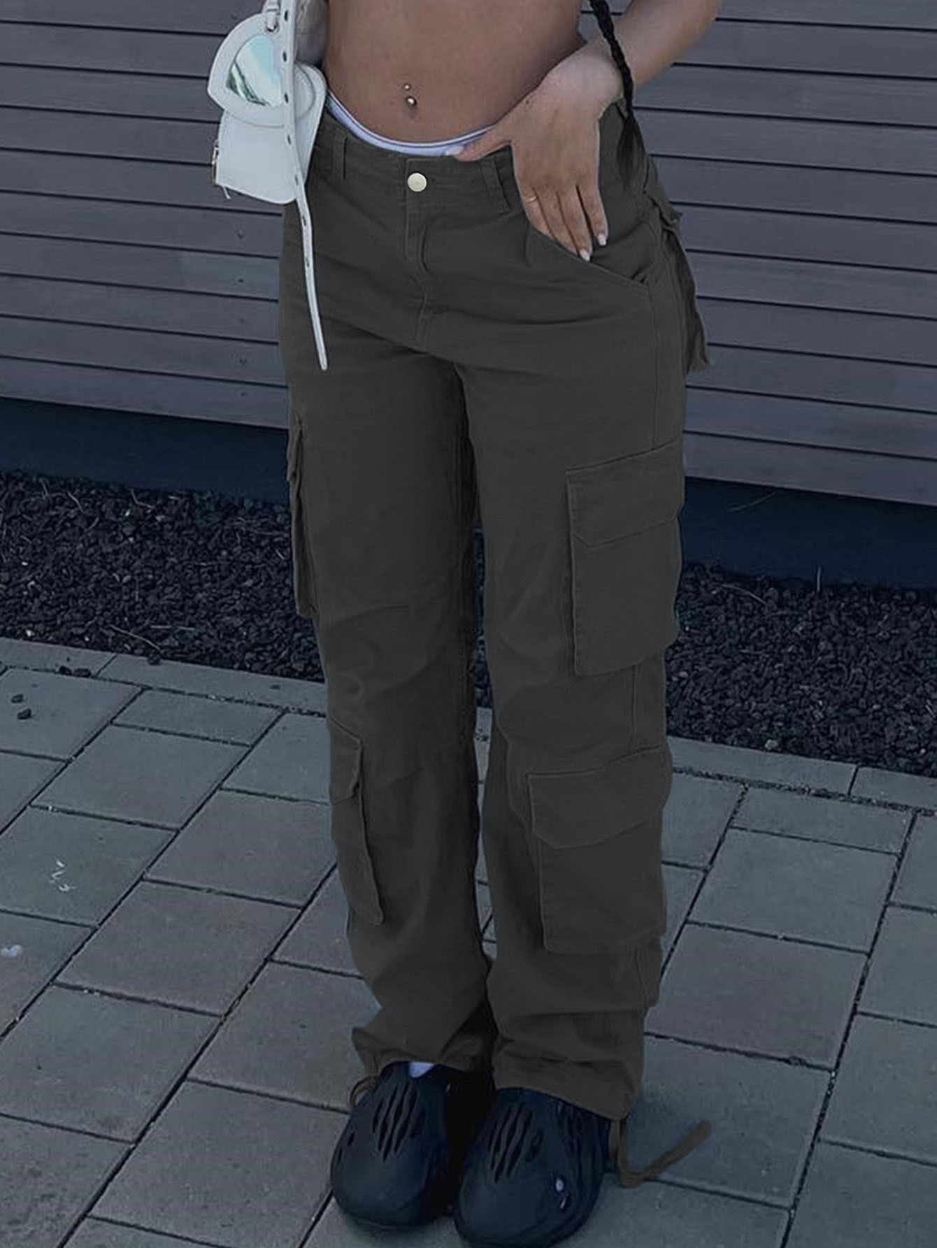 Vaqueros mujer tiro alto estilo workwear de pierna recta y ancha_voghion.com